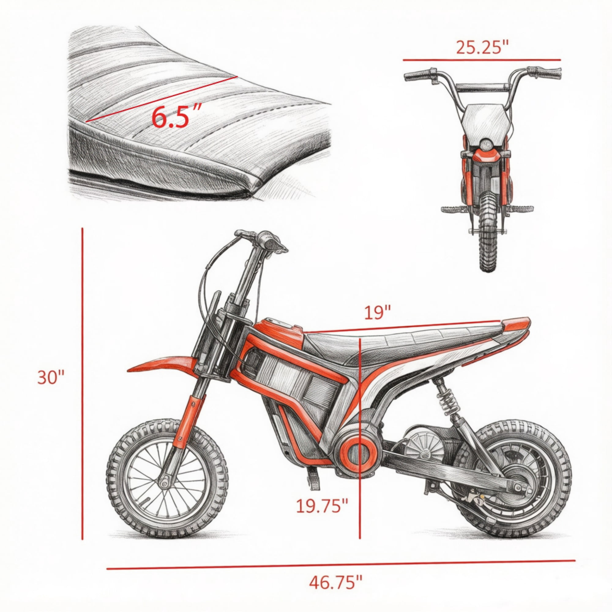 12" Kids Electric Dirt Bike, 24V 350W Motor, Up to 15 MPH Powerful Speed, Ride-On Toy for Young Racers, Red