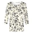 thumbnail image 4 of VBTAPA 3/4 Length Sleeve Shirts for Women Fashion 2025 Boho Summer Blouses Casual Loose Crewneck Tee Tops Sales of the Day Multicolor XXXL, 4 of 6