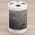 thumbnail image 1 of Bicycle Ceramic Toothbrush Holder, Past Times Aesthetic Road Bike Lean Brick Wall Outdoor Daily Town Life Photo, Versatile Countertop for Bathroom, 4.5" X 2.7", Grey Yellow Red, by Ambesonne, 1 of 4