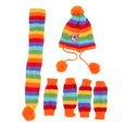 thumbnail image 2 of Perro Bufanda Sombrero de Punto Rayas Sombreros Calcetines Mascotas Accesorios de Invierno 1 Unidades - Rainbow XS, tal se describe Yinane Calcetines de la bufanda del sombrero del pequeño perro, 2 of 8