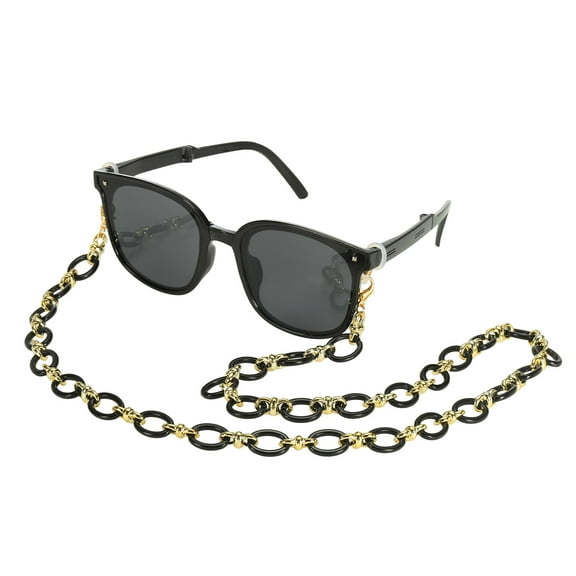 Uxcell Glasses Lanyard for Sunglasses, Acrylic Glasses Chain Strap Adjustable Eyeglasses Holder Strap Chains Around Neck for Women Girls Sunglasses, Black/Gold