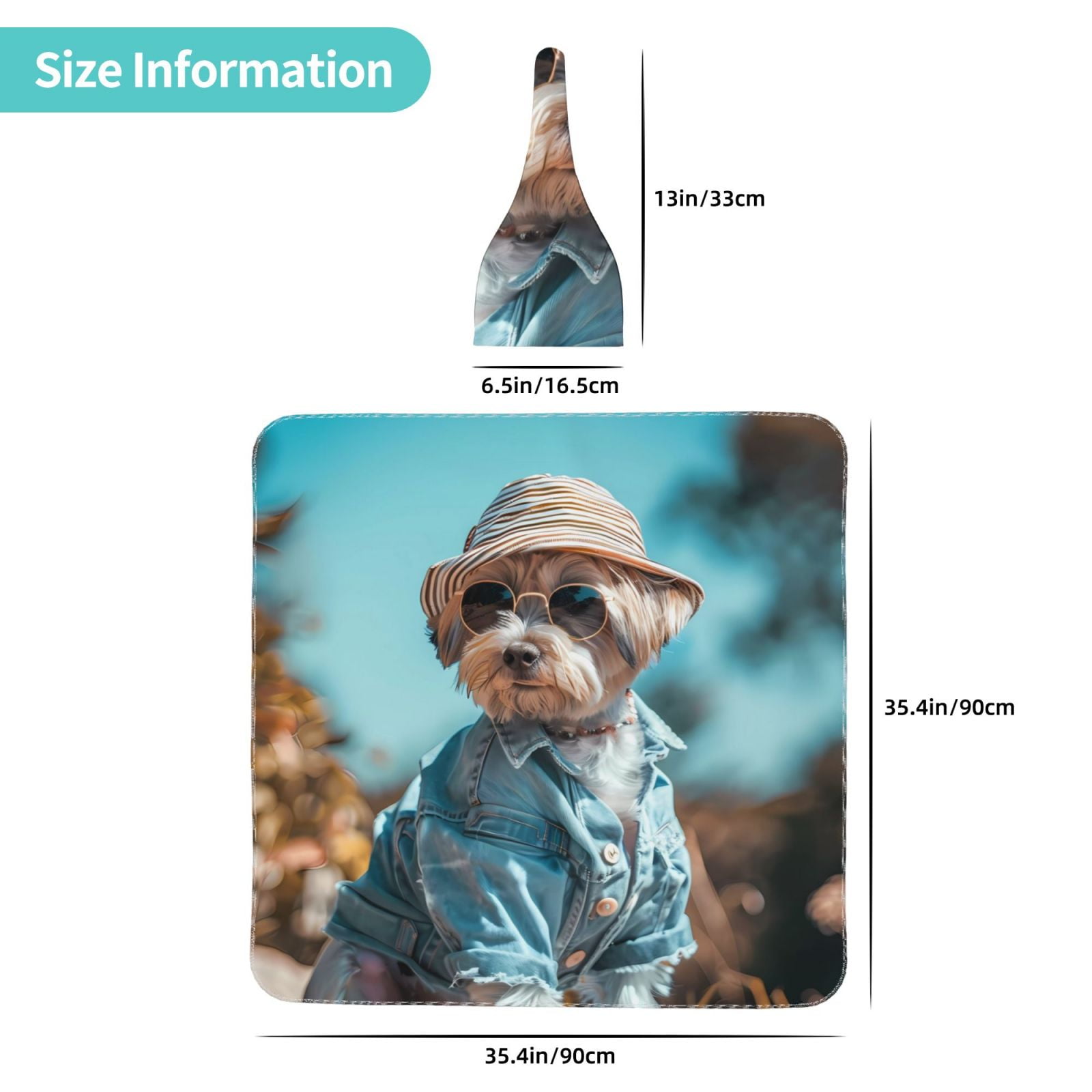 Picia Stylish Dog in Denim Outfit for Baby Girl Newborn Receiving Blanket with Matching Headband and Beanie Set Baby Swaddle Floral Print Nursery Swaddle Wrap