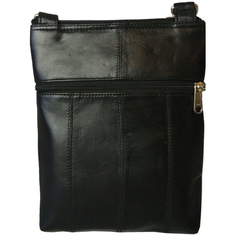 Black leather fanny pack, converts to crossbody