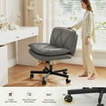 thumbnail image 2 of Romorgniz 27" W Chair Criss Cross Legged Office Chair Armless Adjustable Desk Chair with Wheels, Wide Seat, and 2-Layer Cushion, Grey, 2 of 8