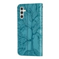 thumbnail image 5 of Feishell Tree Embossed Pattern PU Leather Phone Case for Samsung Galaxy A14 5G 6.6 inch,Shockproof Magnetic Clasp Flip Kickstand Credit Card Slots Wallet Phone Case with Wrist Strap,Blue, 5 of 9