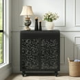 thumbnail image 2 of GZXS Distressed Steel Storage Cabinet, 27.55" Art Accent Organizer Furniture with 2 Doors in Embossed Patterns, Vintage Small Decorative Sideboard for Home Office, Living Room, Bedroom, Antique Black, 2 of 8