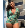 thumbnail image 1 of Combinaisons de Pyjama pour Femmes Grande Taille Imprimé Crème Glacée Manches Longues Combinaison Pyjama Rose TG-5TG, 1 of 16