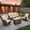 Beige, Brown Wicker, variant on ODELIO 7‑Piece All‑Weather Wicker Patio Furniture Set, Outdoor Conversation Set with 360° Swivel Rocking Chairs, 55000 BTU Propane Fire Pit Table & Ottomans, Navy blue Cushions