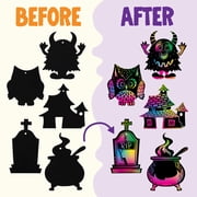 Joyfy 72 Pcs Halloween Crafts for Kids, Rainbow Scratch Art Crafts for Kid, Magic Rainbow Scratch Paper Off Cards with 18 Designs for Halloween Crafts,Arts Supplies, Classroom Activities