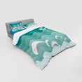 thumbnail image 3 of Nautical Duvet Cover Set, Theme Paper Boat Sea Happy Dolphins Underwater Animals Ocean, Bedding Set with Shams and Fitted Sheet, 3 Sizes, by Ambesonne, 3 of 3