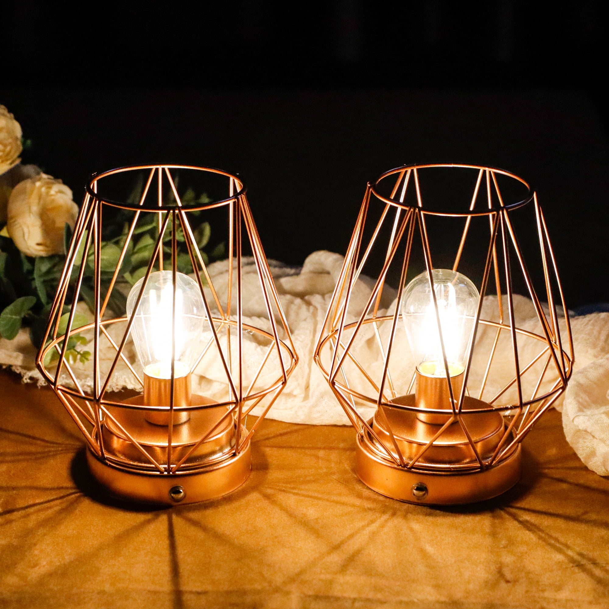 LED Cordless Table Lamps Set of 2 Rechargeable Battery Operated Desk Lamp 7 "H Touch Dimmable Wireless Lamp for Indoor Outdoor Bedrooms Office Wedding Parties Patio