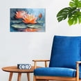 thumbnail image 3 of Water Lily Flower Canvas Wall Art, Abstract Oil Painting Style Lotus Print, Floral Botanical Artwork for Living Room Bedroom Bathroom Decor, Ready to Hang, 3 of 6