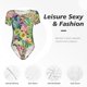thumbnail image 4 of Balery Watercolor Blooming Cactus Body de cuello redondo de manga corta para mujer Tops de manga corta Tops básicos-Small, 4 of 7