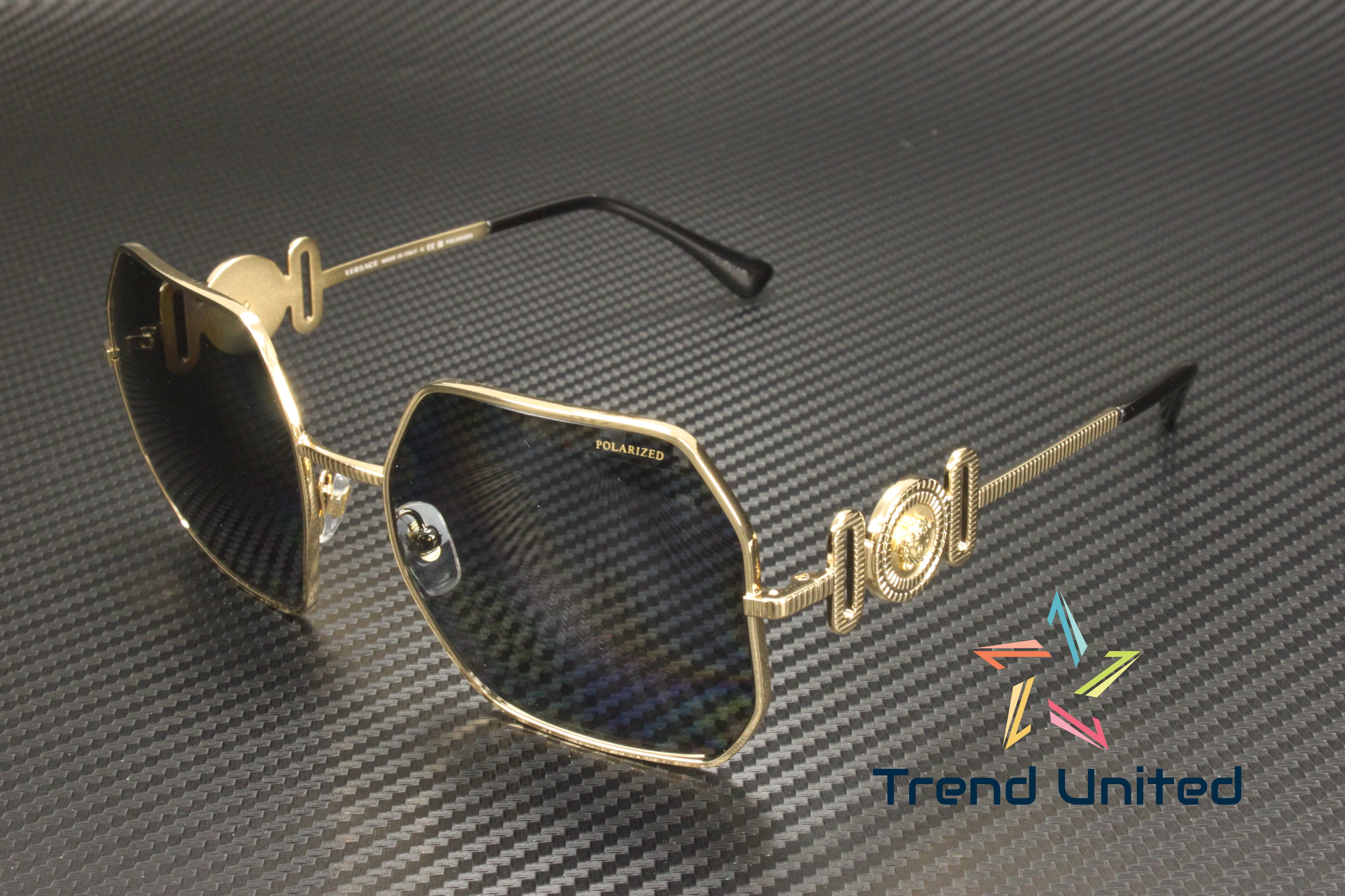 New Versace VE2248 1002/87 Gold Frame Dark Gray Lens Women\'s Sunglasses Amazon.com: Versace VE 2248 100287 Gold Metal Irregular  main image 2