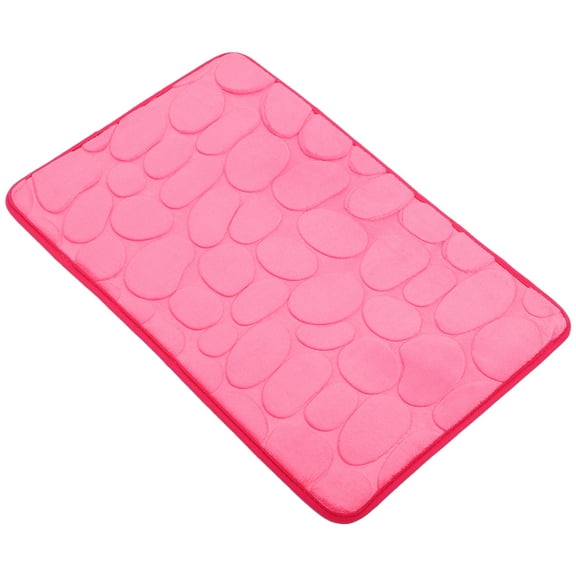 Unique Bargains Bathroom Rugs Polyester Bath Mat Machine Washable Rose Red Cobblestone Pattern 23.62"x15.75"
