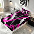 thumbnail image 5 of Manfei Abstract Brushstroke Twin Sheets, Pink White Gray Bedding, Black Reversible 3pcs1 Flat Sheet + 1 Fitted Sheet + 1 Pillowcase, 5 of 6