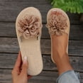 thumbnail image 3 of THDHVS Wide Sandals for Women,Sandals Women,Women's Fashion and Casual Summer Style Outer Wear Flat Round Head Flower Light and Comfortable Beach Sandals Brown 6, 3 of 6