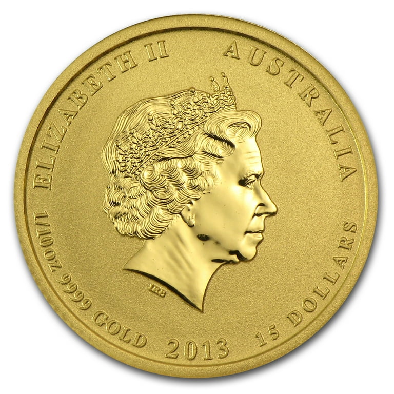 2013 Australia 1/10 oz Gold Lunar Snake BU (SII, Orange