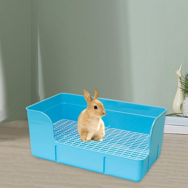BELOVING Pet Rabbit Litter Box Bedpan Rabbit Urinal Tray for Ferrets Chinchillas Rats Blue