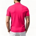 thumbnail image 6 of Mock Neck T Shirts Men Trendy Stretch Short Sleeve Slim Fit Basic T Shirts Summer Breathable Lightweight Business Casual T Shirt Hot Pink XL, 6 of 7