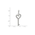 thumbnail image 2 of 925 Sterling Silver Polished Cubic Zirconia Love Heart Key Pendant Necklace 39x14mm Wide Pendant for Women, 2 of 5