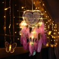 thumbnail image 3 of Feather Dream Catcher, Feather Dream Catcher With Led Light, Heart Shape, Handmade Exquisite Feather, 3 of 4