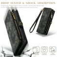 thumbnail image 3 of For iPhone 12 mini Wallet Case,Multi-Functional Retro Leather Purse Flip Cover Zipper Wallet Case with Removable Card Slots Pocket & Detachable Wrist Strap Magnetic Phone Case, Black, 3 of 9