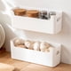 thumbnail image 5 of Caja de almacenamiento de pared de cocina compacta, capacidad de 1 litro, plástico blanco, transparente no perforado, organizador de fregadero multifuncional para juguetes de bocadillos de jengibre, 5 of 5