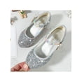 thumbnail image 4 of Ritualay Girls Dress Shoes Flower Girls Mary Jane Shoes Wedding Princess Glitter Flats Silver 2.5Y, 4 of 6