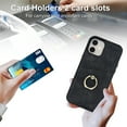 thumbnail image 6 of Allytech Finger Ring Wallet Case for iPhone 11 with Card Slots, PU Leather Minimalist Ring Stand Case Slim Protective Cover for Apple iPhone 11,Black, 6 of 8