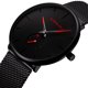 thumbnail image 1 of Qarigey Reloj resistente al agua para hombres, reloj de ajustable Hardlex para estudiantes Relojes Concha negra cara negra-aguja roja, 1 of 6