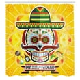 thumbnail image 3 of Ambesonne Colorful Shower Curtain, Mexican Sugar Skull, 69"Wx84"L, Yellow, 3 of 5
