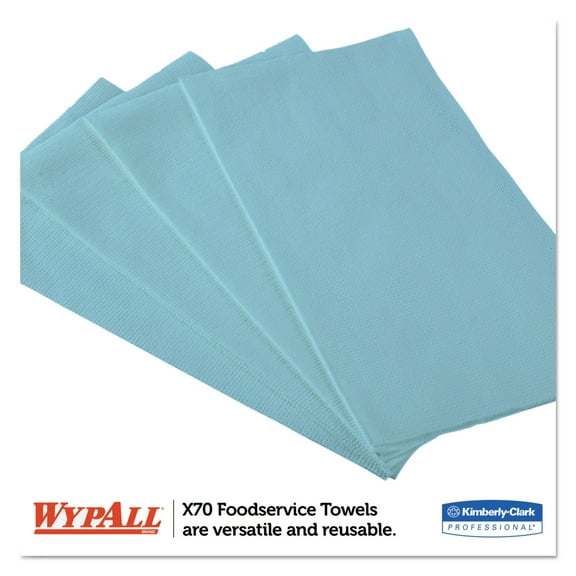 WypAll X70 Foodservice Towels, 1/4 Fold, 12.5 x 23.5, Unscented, Blue, 300/Carton