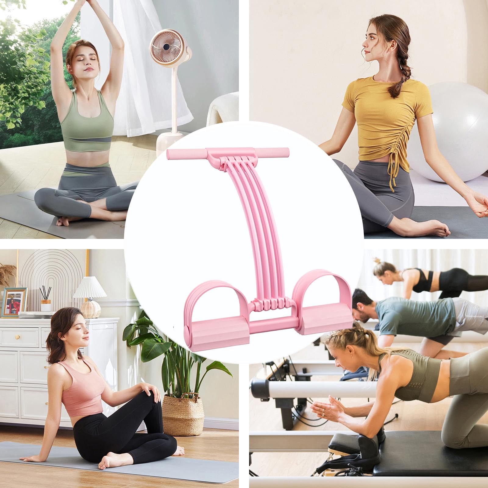 Pedal Resistance Band - Elastic Abdominal Trainer | Sit-Up Training Equipment, Bodybuilding Expander with Handles, Exercise Rope Pedal for Men Women Boys Girls Youth Teens Abdomen Waist Arm Leg