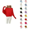 thumbnail image 1 of Chandails Surdimensionnés pour Femmes 2026 Mode Automne Hiver Manches Chauve-Souris Col Rond Tricot, 1 of 4