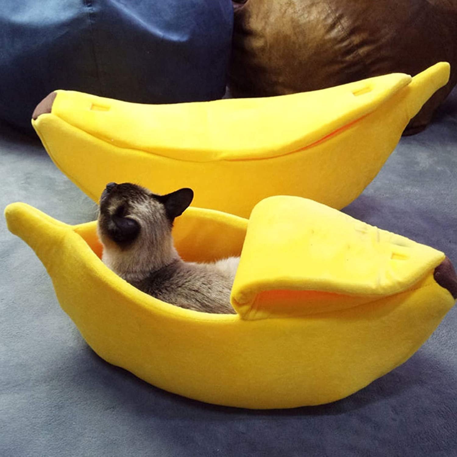 Yirtree Cute Banana Cat Bed House , Pet Bed Soft Cat Cuddle Bed, Lovely Pet Supplies for Cats Kittens Bed, Yellow