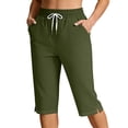 thumbnail image 2 of LIaqionyy Women's Shorts Drawstring Elastic Waisted Knee Length Workout Yoga Athletic Sweat Short with Pockets, 2 of 9