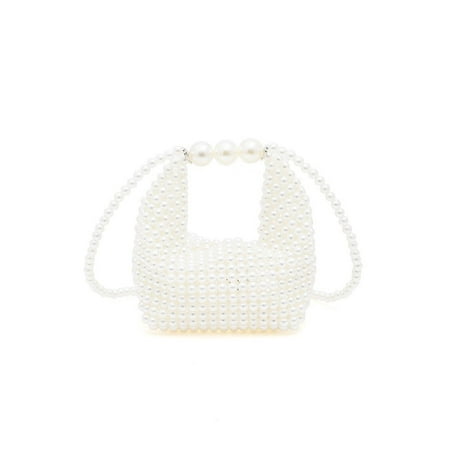 FASHNZFAB Petite Pearl Braided Top Handle Clutch Bag