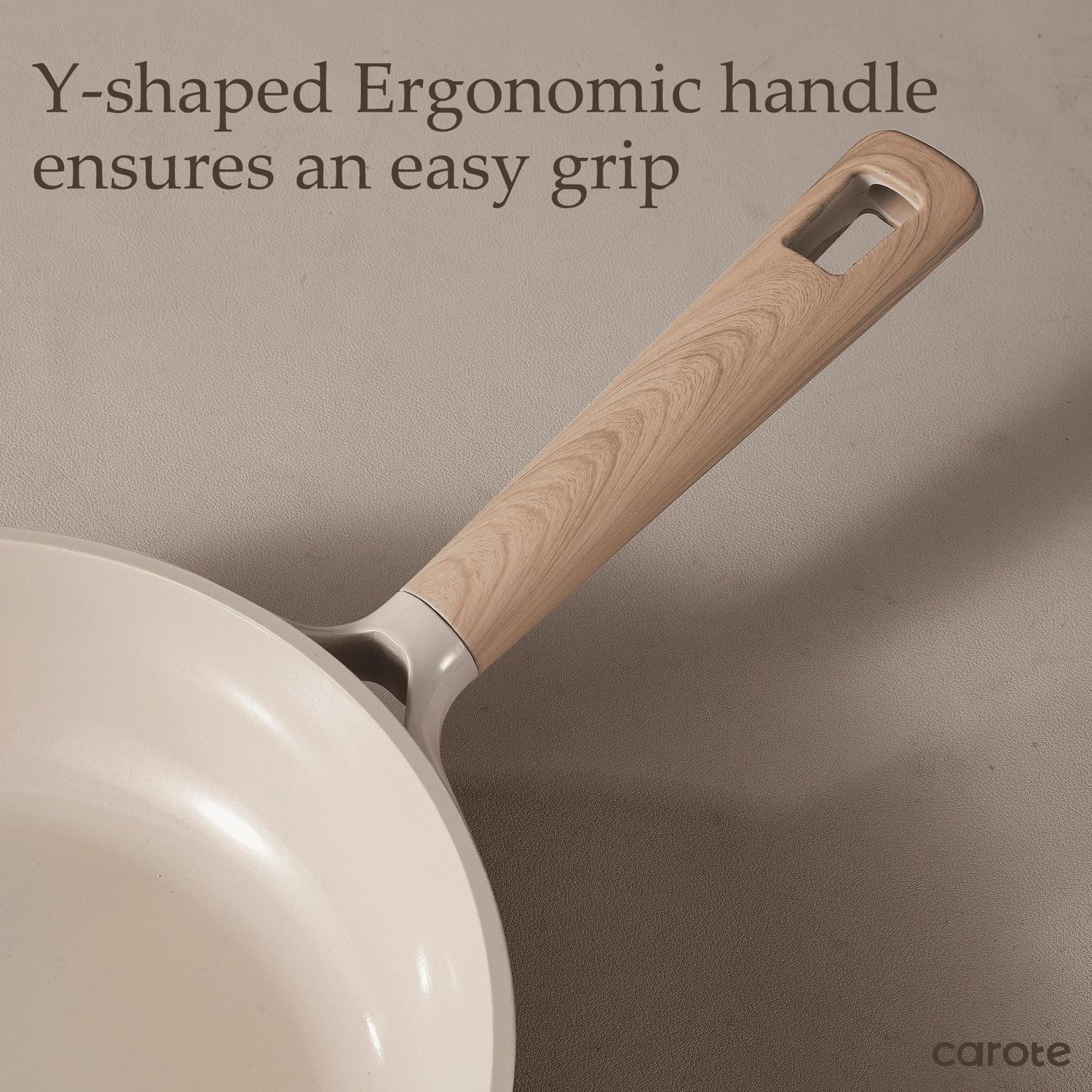 Carote Ceramic Pans and Pots Set, 13 Piece Industion Kitchen Non-Stick Cookware Sets Taupe