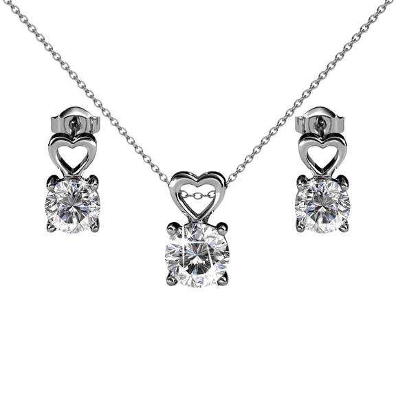 Cate & Chloe Marian 18k White Gold Plated Jewelry Set with Swarovski Crystals Gift for Women