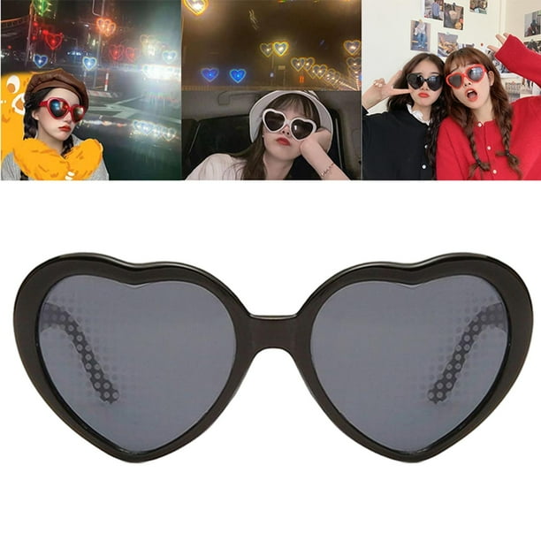 Gafas de sol de corazón Hugo de difracción anteojos de efectos de luz Negro