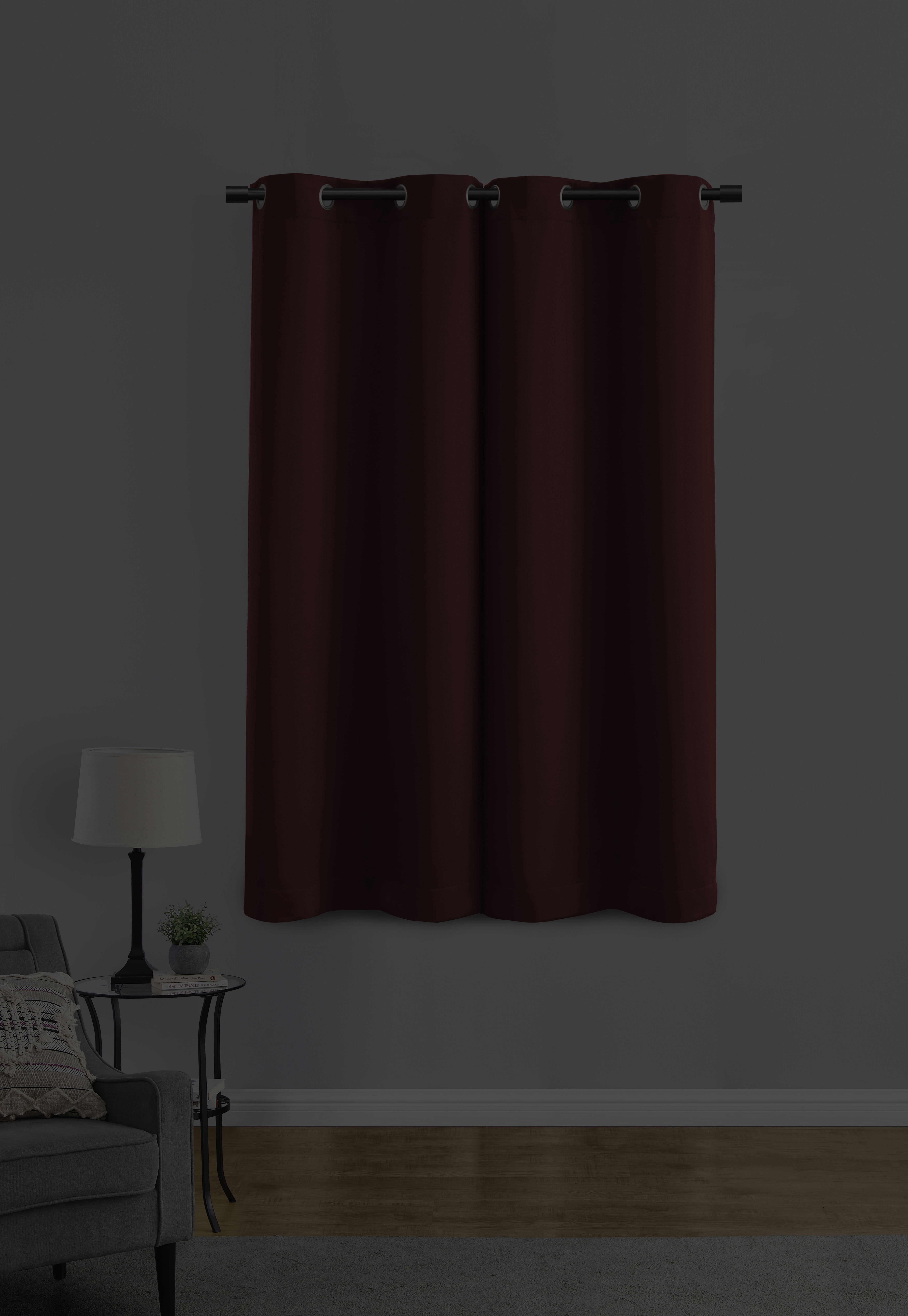 Mainstays Room Darkening Grommet Curtain Panel Pair, Set of 2, Brick, 30"W x 63"L