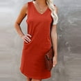 thumbnail image 2 of IROINNID Shift Dress For Women Casual Summer Tank Solid Sleeveless With Pocket Dress V-Neck Knee-Length Dress, 2 of 6