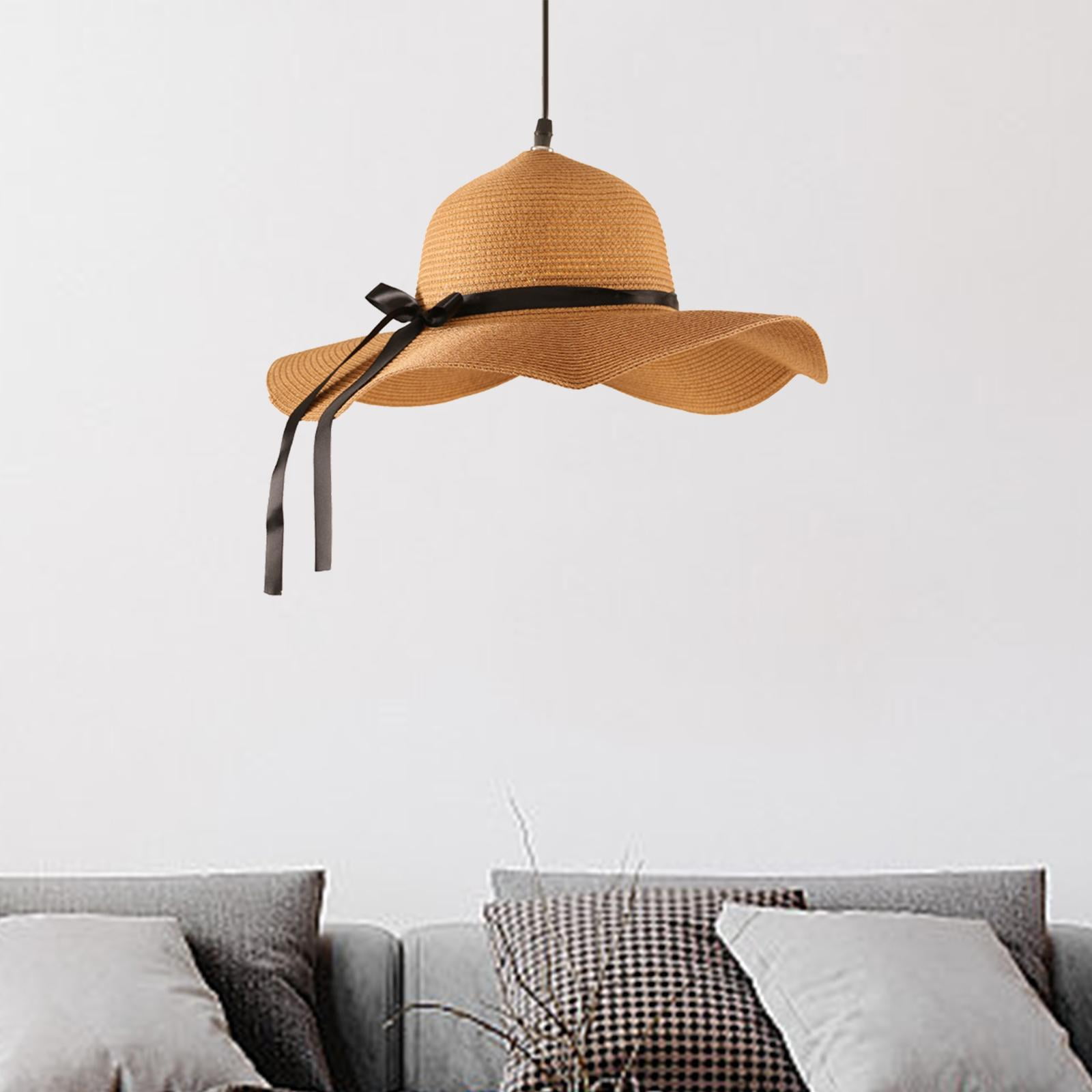 EHJRE Straw Rope Lamp Shade Handwoven Lamp Shade,with Power Cord Chandelier Shade,Ceiling Light Bulb Cover,for Office,Bedroom Hotel
