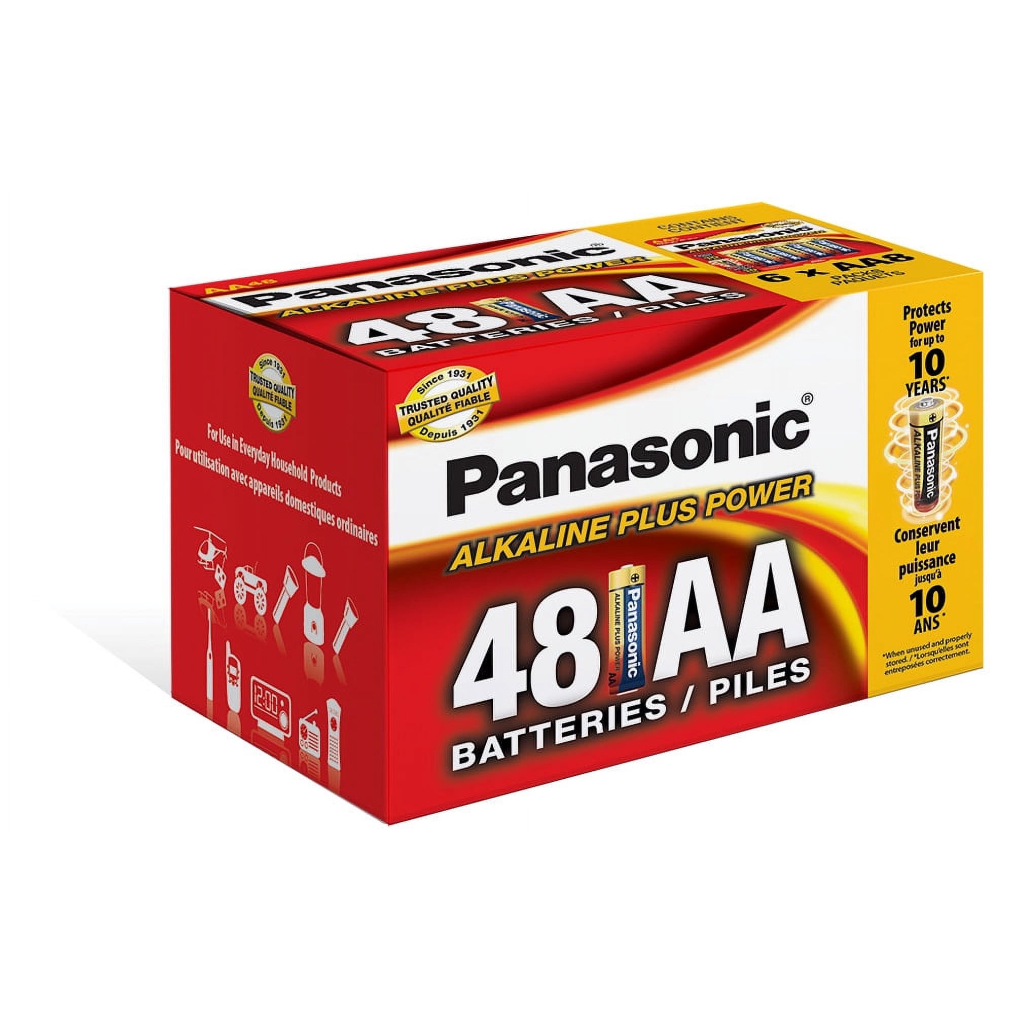 Panasonic Alkaline Plus Power AA Batteries, 48-pack