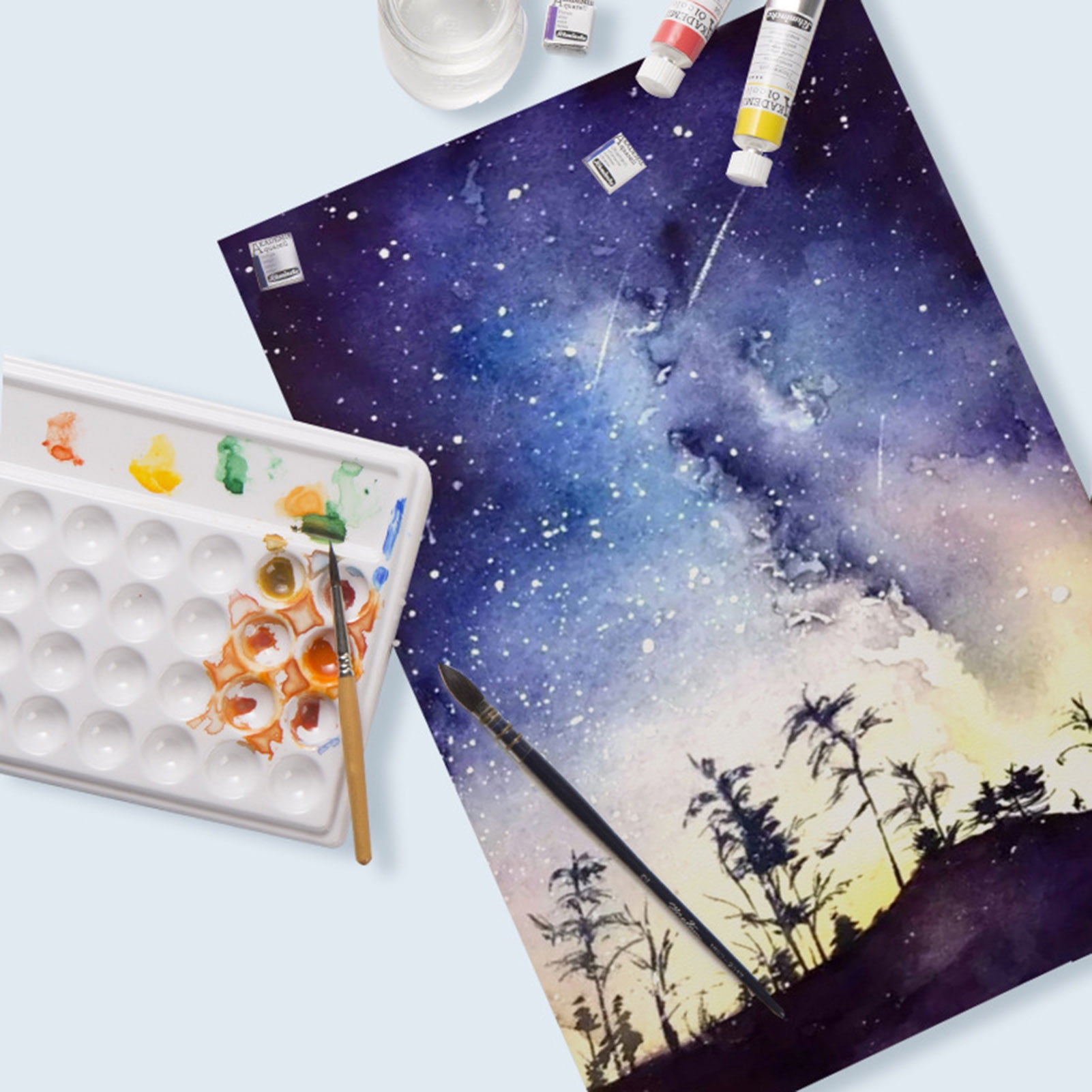 Pnellth 10/20 Sheets Thick Watercolor Paper Kids Students Water Color Paper Bulk Embossed Watercolor Drawing Paint Paper Art Works Supplies