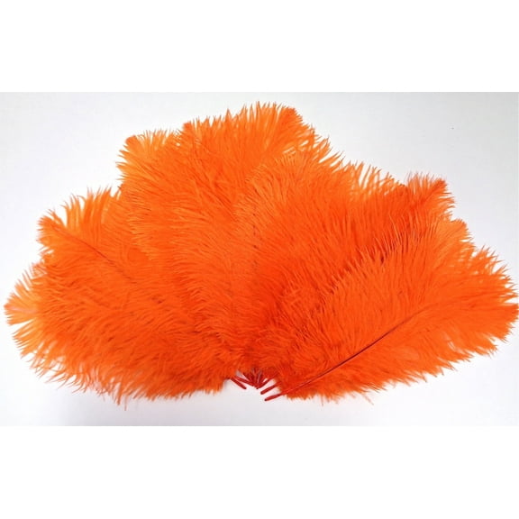 Orange Ostrich feathers 8-12 inch size per Six (6)