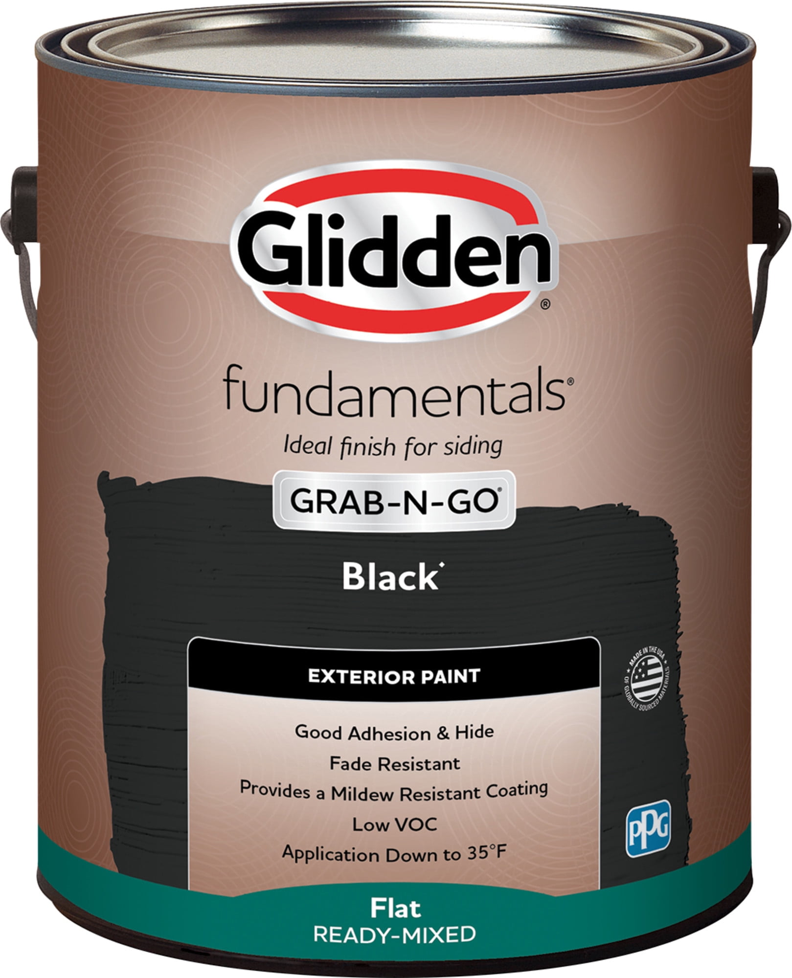 Glidden Fundamentals Grab-N-Go Black Flat Exterior Paint, 1 Gallon