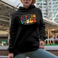 thumbnail image 2 of Autumn Vibes, Feelings of Fall Quote, Groovy Retro Wavy Text Merch Gift, Black Hooded Sweatshirt or Hoodie, Medium, 2 of 5