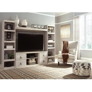 Signature Design by Ashley Willowton TV Stand with Fireplace Option, Whitewash, Coastal Entertainment Center for TVs up to 65 with Storage